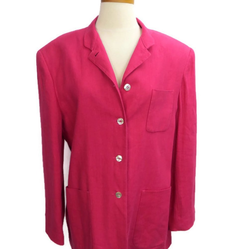 Oilily Blazer Size 38 Bright Pink Floral Lining Decorative Buttons Chest Pocket